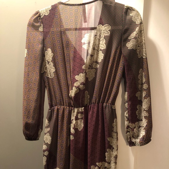 Modcloth Design Concept Patchwork Green and Purple Mixed Pattern Dress - Picture 6 of 7